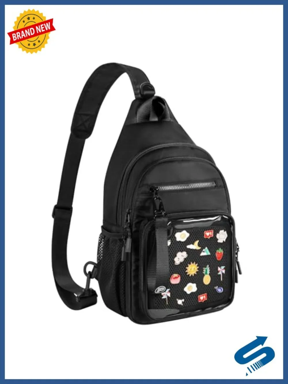Ita Bag Crossbody Sling Backpack with Clear Pin Display Window